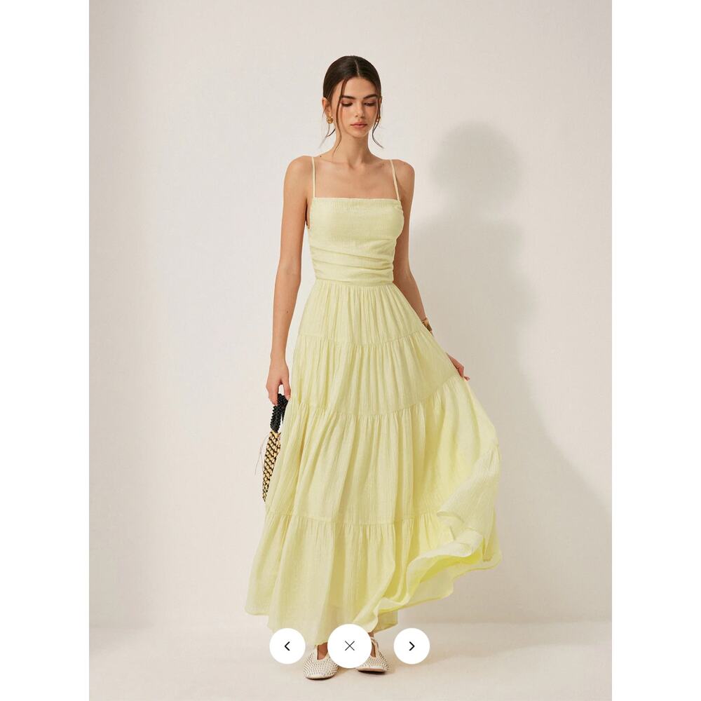 NWT Commense Pleated Backless Tiered Cami Dress Sz M - Picture 3 of 5